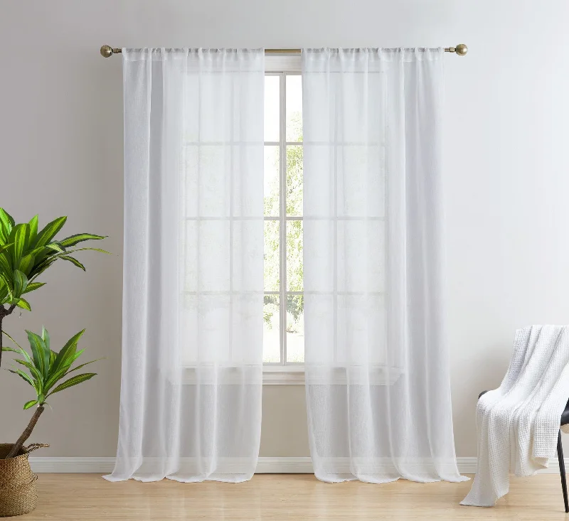 Penelope Faux Linen Sheer Curtain Panels