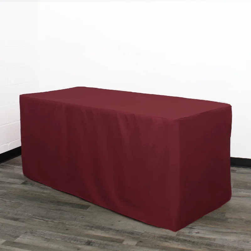 6 ft. Fitted Polyester Tablecloth Rectangular Burgundy