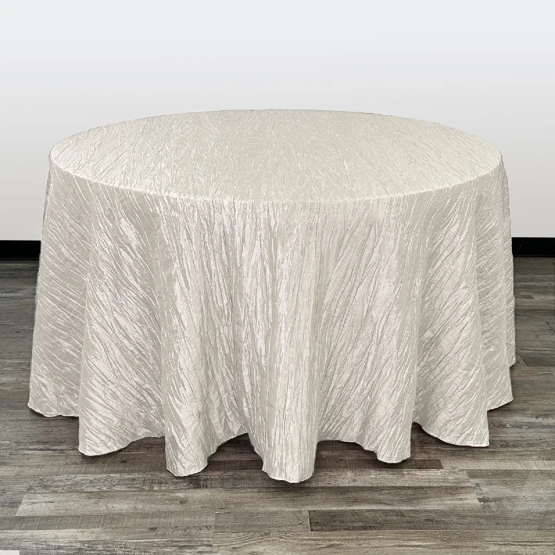 108 Inch Round Crinkle Taffeta Tablecloth Ivory