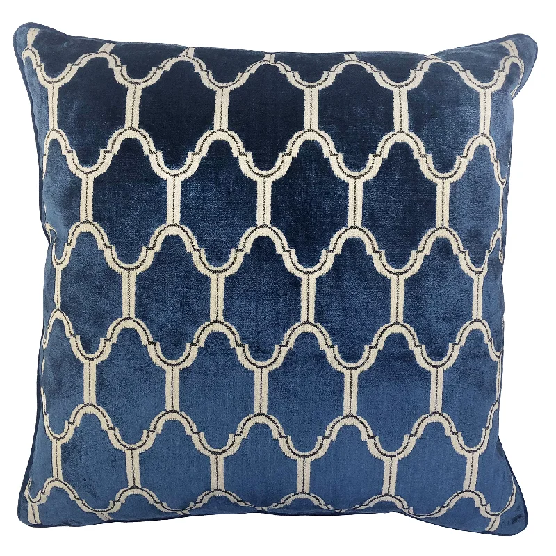 Alaya Decorative Throw Pillows | Geometric Cut Velvet | Size 24X24