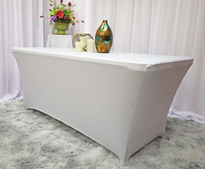 4 Ft (48"x30") Rectangular Spandex (220 GSM) Table Cover - White (1pc)