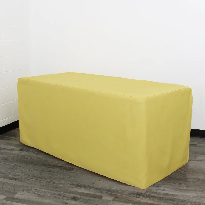 6 ft Rectangular Fitted Polyester Tablecloth Pastel Yellow