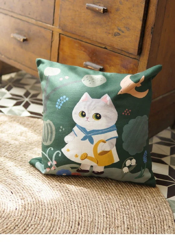 Little Gardener Kitty Cushion