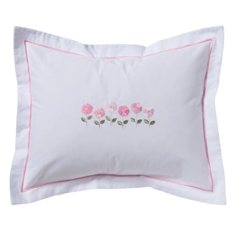 Boudoir Pillow Cover in Row of Flowers Pink