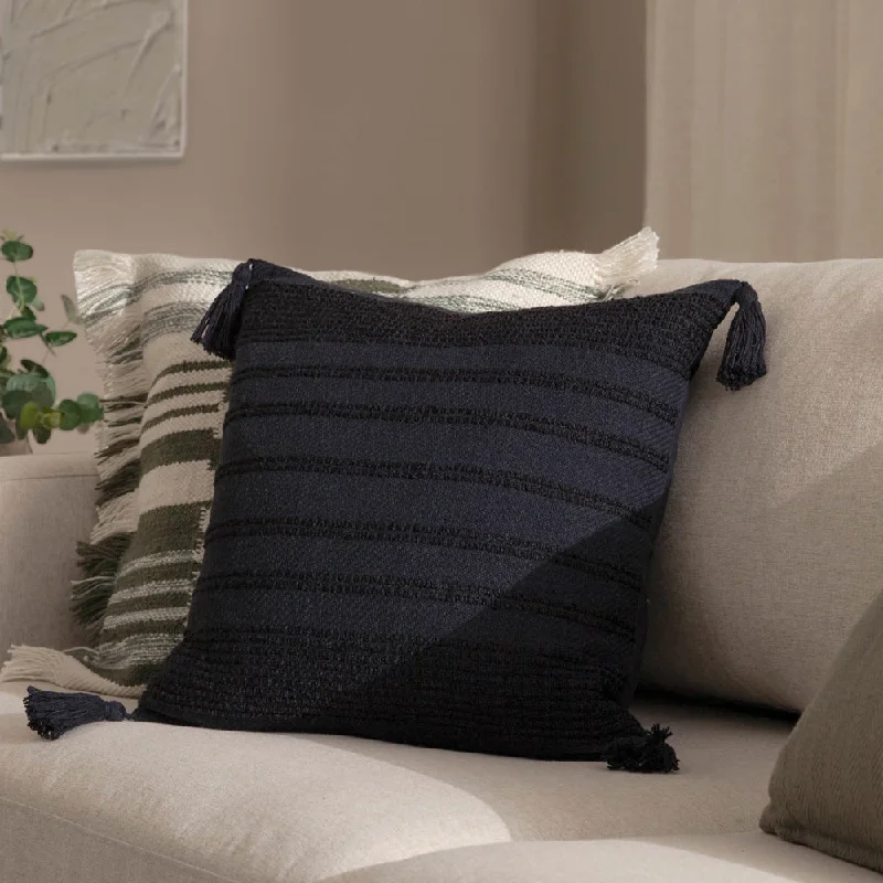 Larch Woven Cushion Black