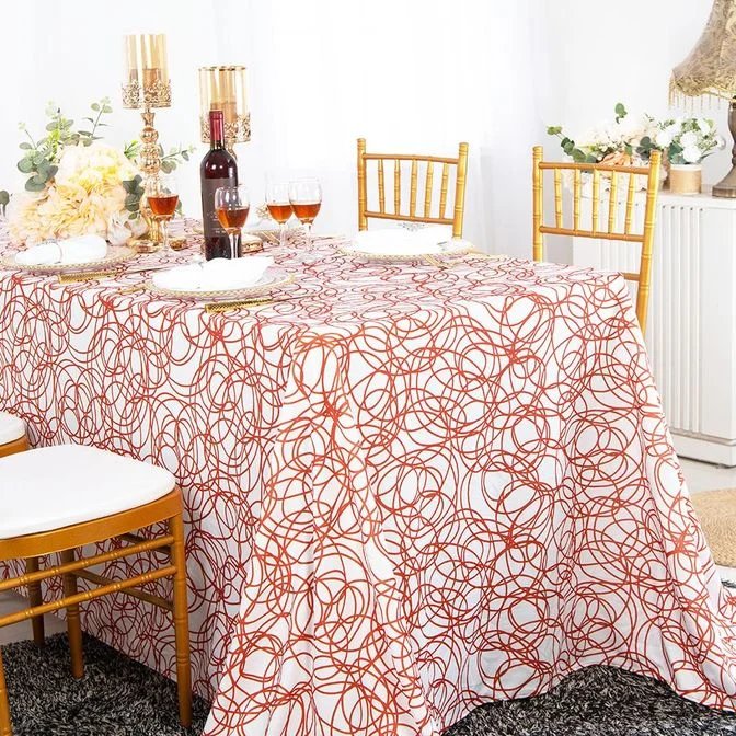 90"x132" Seamless Rectangular Whirl Scuba (Wrinkle-Free) (240 GSM) Tablecloth - Rust/Burnt Orange (1pc)