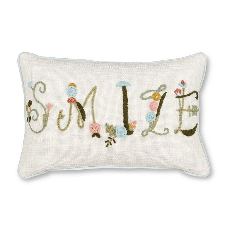 Floral SMILE Boucle Rectangle Pillow