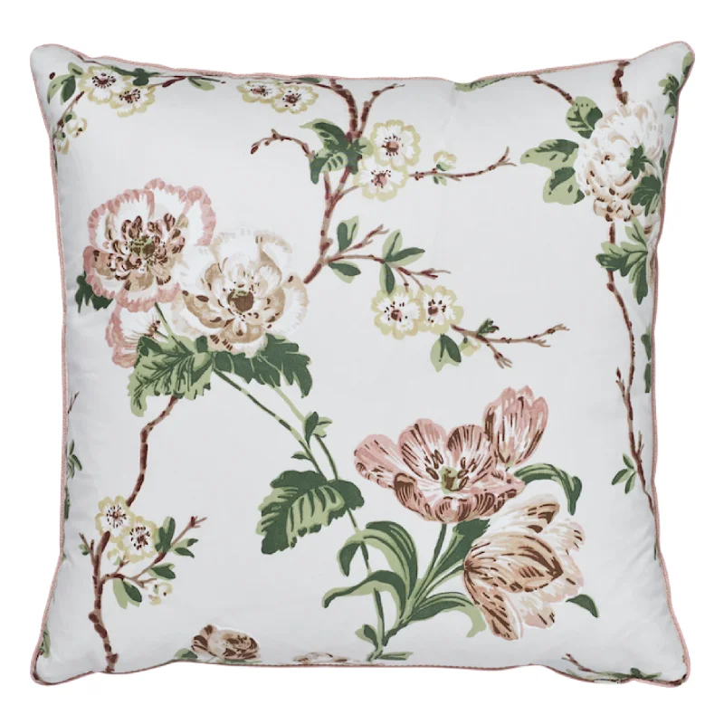 Betty Pink & Green Rose 18" Chintz Throw Pillow