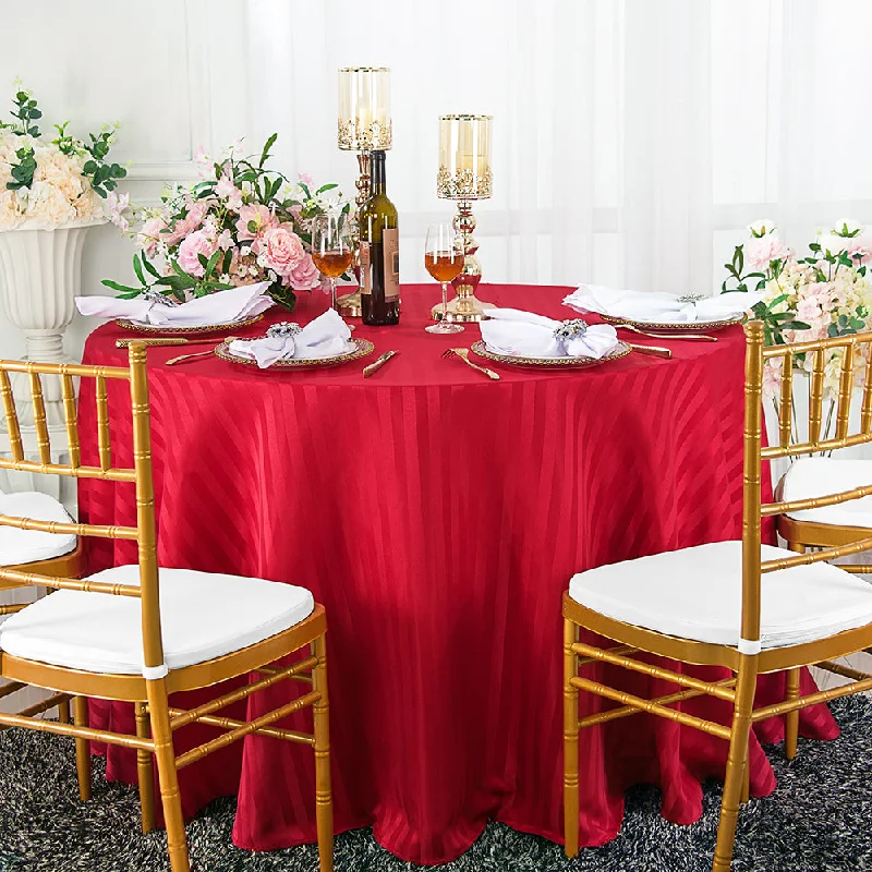 90" Seamless Round Striped Jacquard Polyester (220 GSM) Tablecloth - Apple Red (1pc)