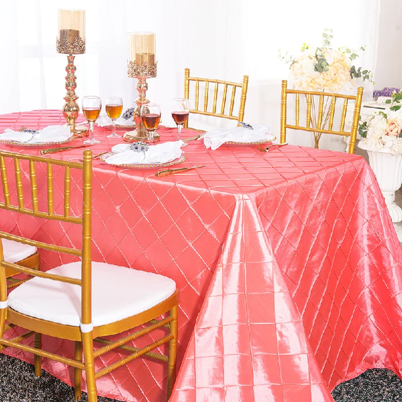 90"x132" Seamless Rectangular Pintuck Taffeta Tablecloth - Coral (1pc)