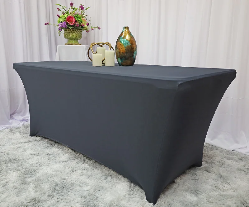 6 Ft Rectangular Spandex (220 GSM) Table Cover - Pewter/Charcoal (1pc)