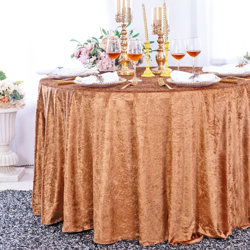 132" Round Ice Crushed Velvet (200 GSM) Tablecloth - Copper (1pc)