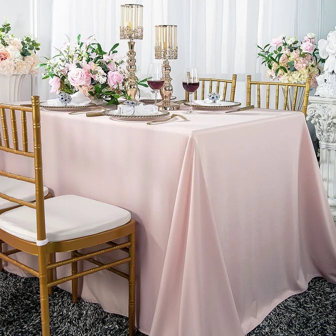 90"x156" Seamless Rectangular Scuba (Wrinkle-Free) (240 GSM) Tablecloth - Blush Pink/Rose Gold (1pc)