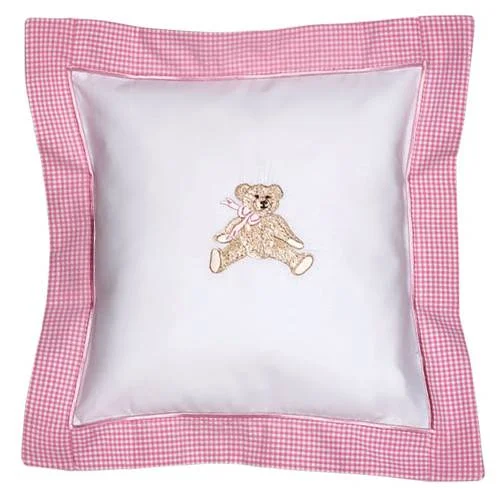 Baby Pillow Cover in Bow Teddy Pink