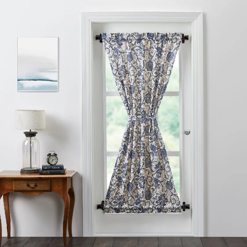 Dorset Navy Floral Door Panel Curtain 72x40 VHC Brands