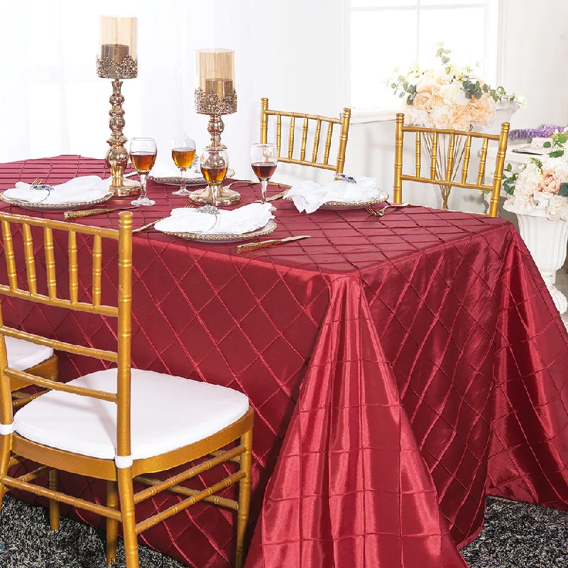 90"x156" Seamless Rectangular Pintuck Taffeta Tablecloth - Apple Red (1pc)