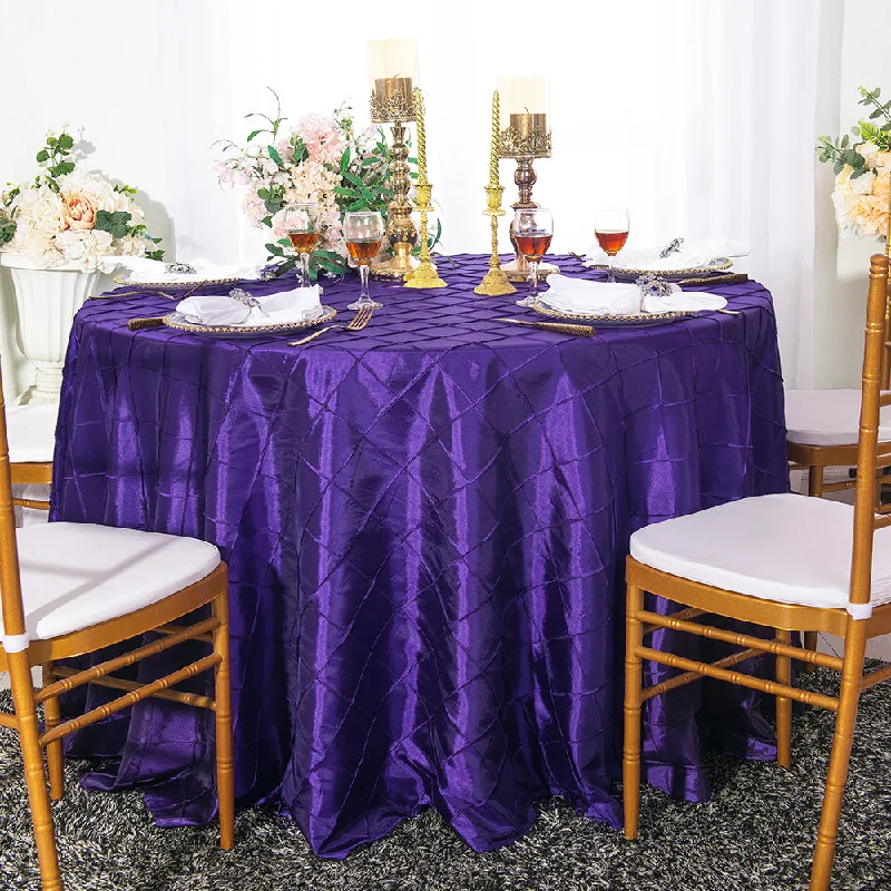 90" Seamless Round Pintuck Taffeta Tablecloth - Regency Purple (1pc)