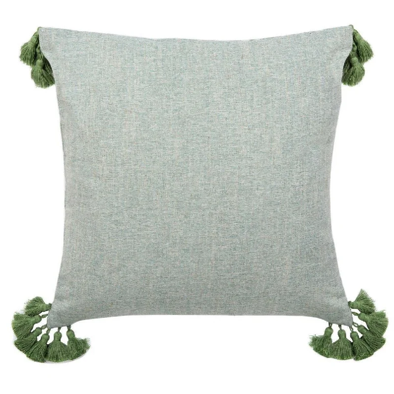 Tasseled Pillow in Heathered Hunter Green