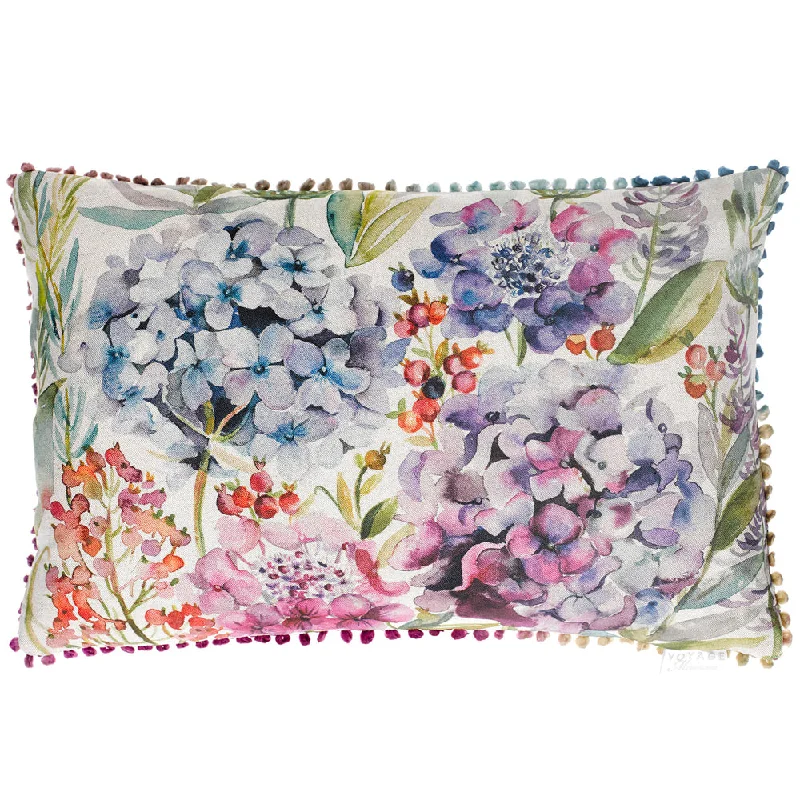 Hydrangea Printed Feather Cushion Purple