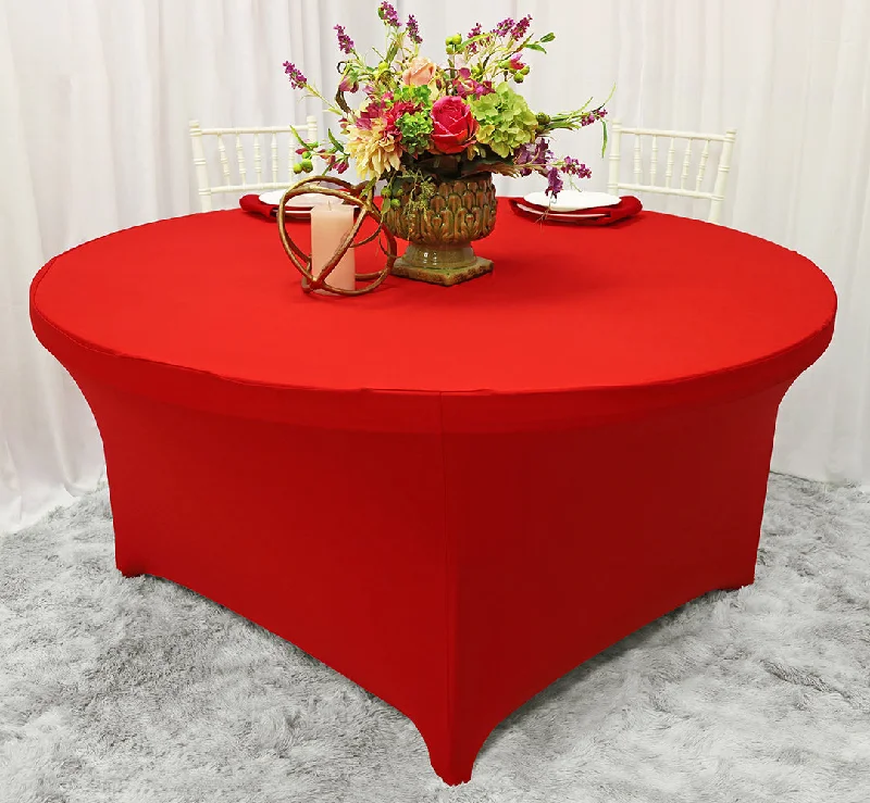 6 Ft Round Spandex (220 GSM) Table Cover - Red (1pc)