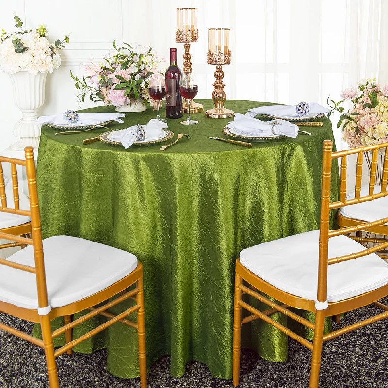 120" Seamless Round Crushed Taffeta Tablecloth - Moss Green (1pc)