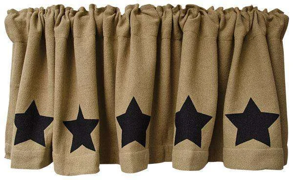 Black Star Burlap Valance