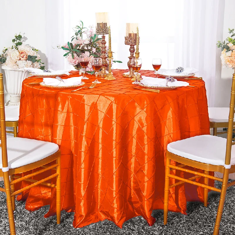 132" Round Pintuck Taffeta Tablecloth - Orange (1pc)