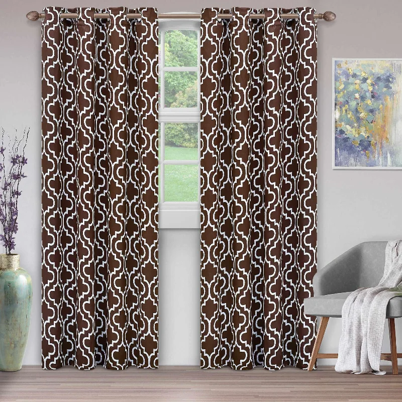 Moroccan Trellis Grommet 2-Piece Blackout Curtain Panel Set