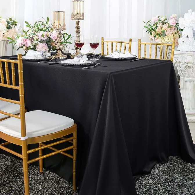 60"x120" Seamless Rectangular Scuba (Wrinkle-Free) (240 GSM) Tablecloth - Black (1pc)