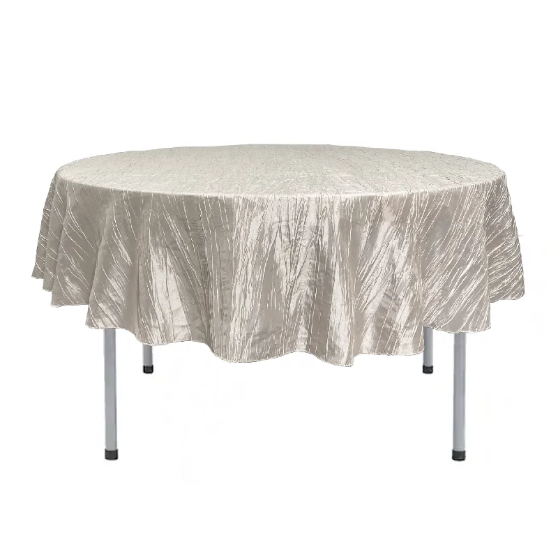 90 Inch Round Crinkle Taffeta Tablecloth Ivory