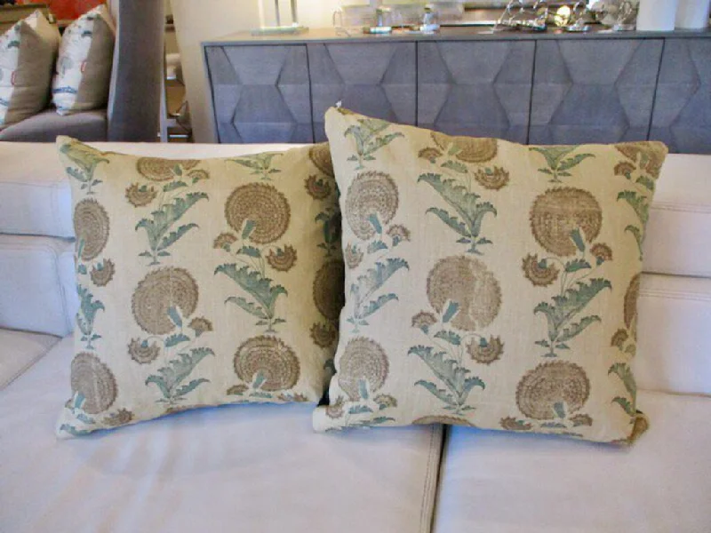 Pair Of Custom Pillows In Designer Fabric 20" x 20"