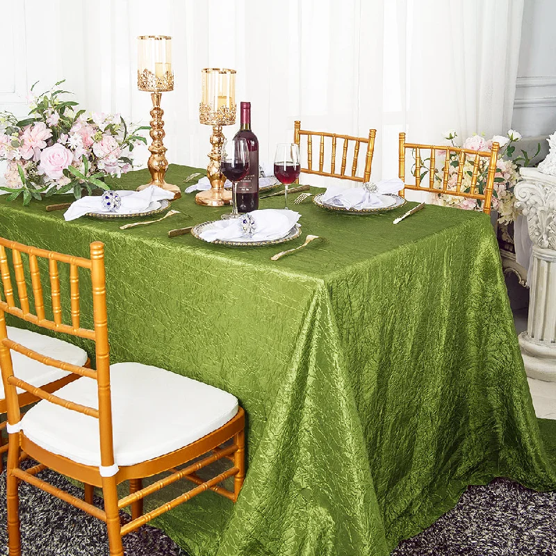 90"x132" Seamless Rectangular Crushed Taffeta Tablecloth - Moss Green (1pc)