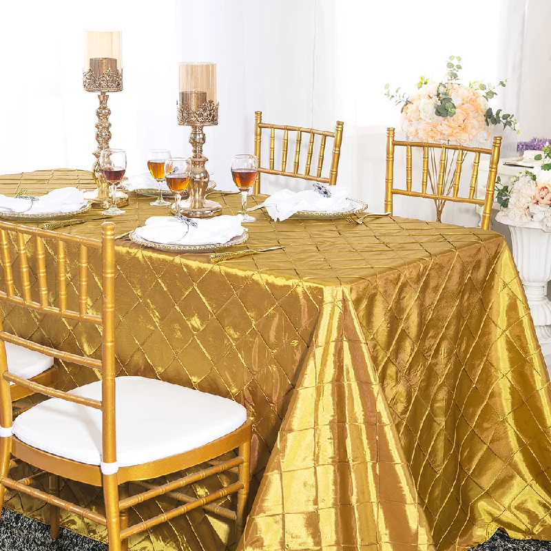 90"x132" Seamless Rectangular Pintuck Taffeta Tablecloth - Gold (1pc)