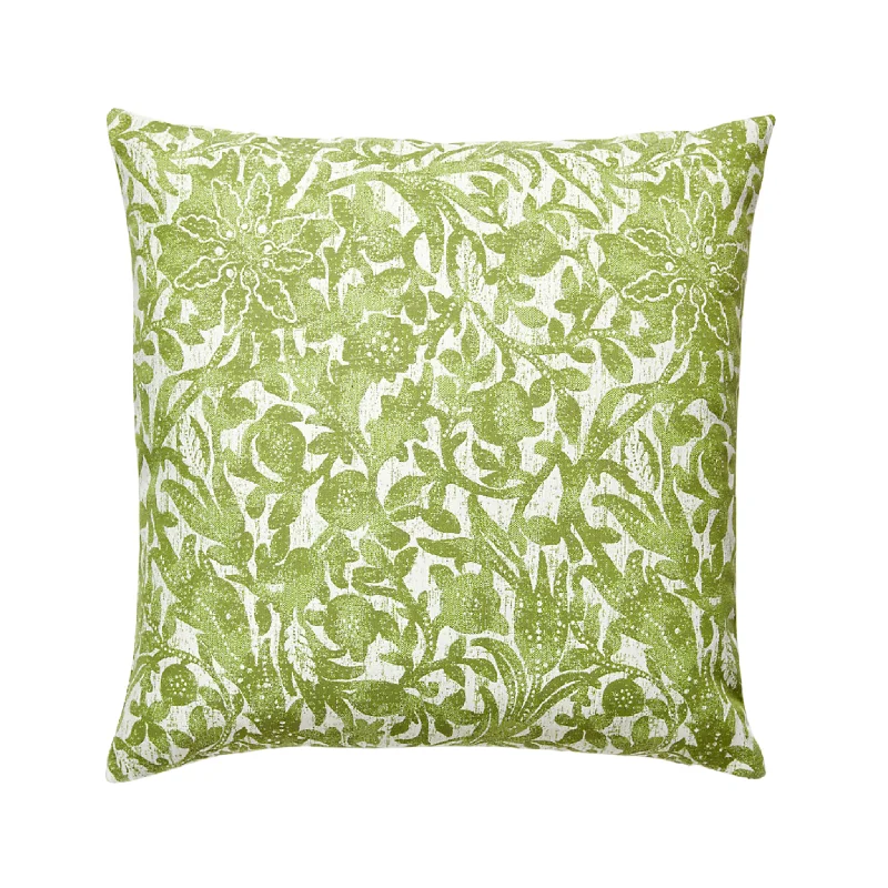 Bali Outdoor Floral Throw Pillow in Palm Green