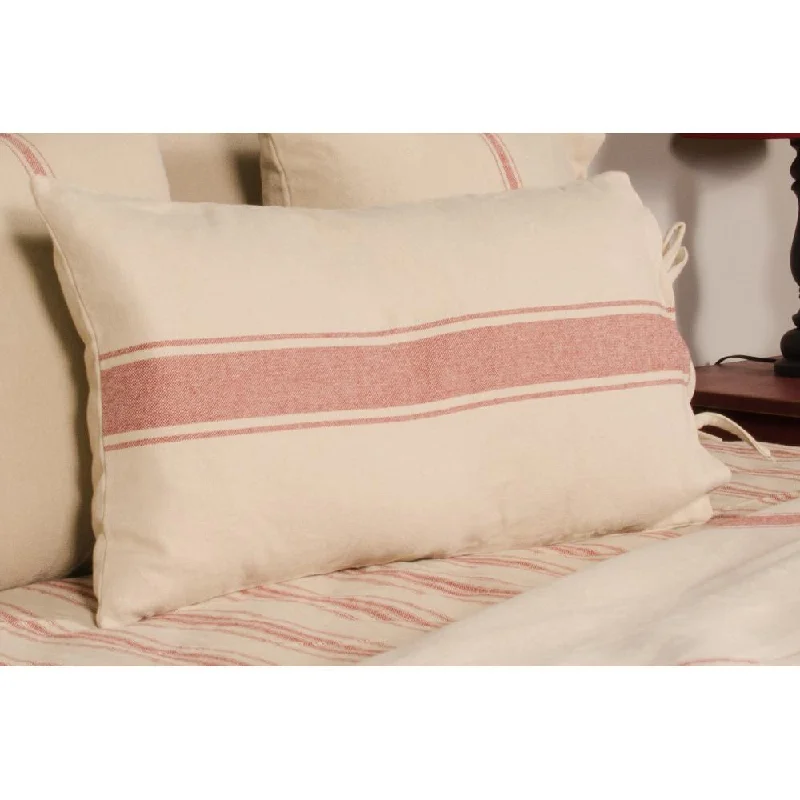 Oat Barn Red Grain Sack Stripe Lumbar Pillow Cover LC164017