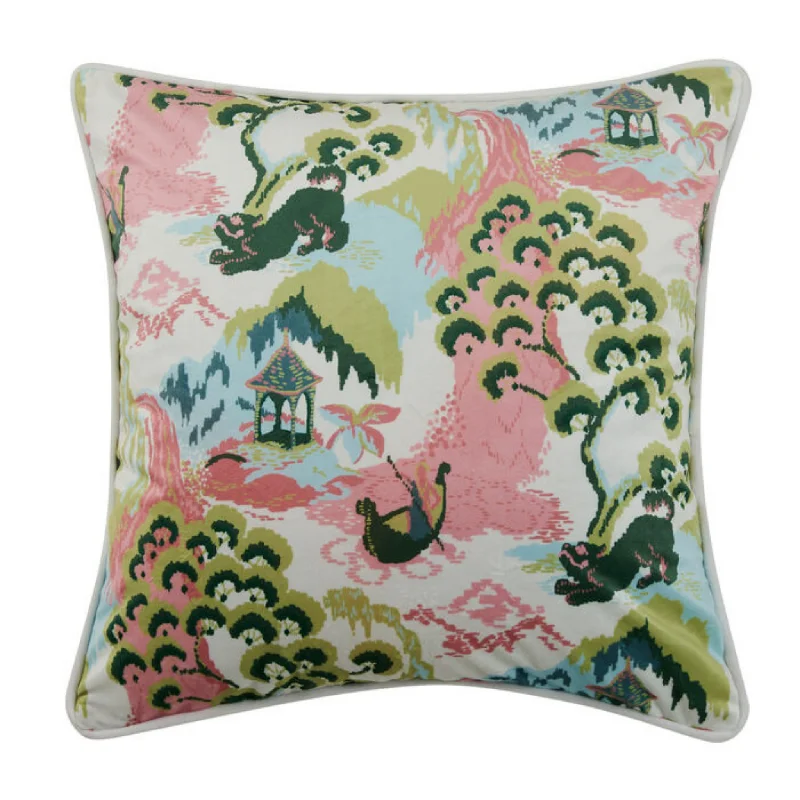 Old Peking Rose Printed Throw Pillow