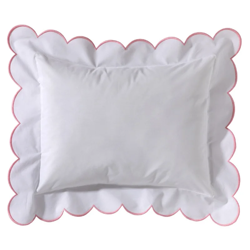 Boudoir Pillow Cover with Scalloped Flange in Pink