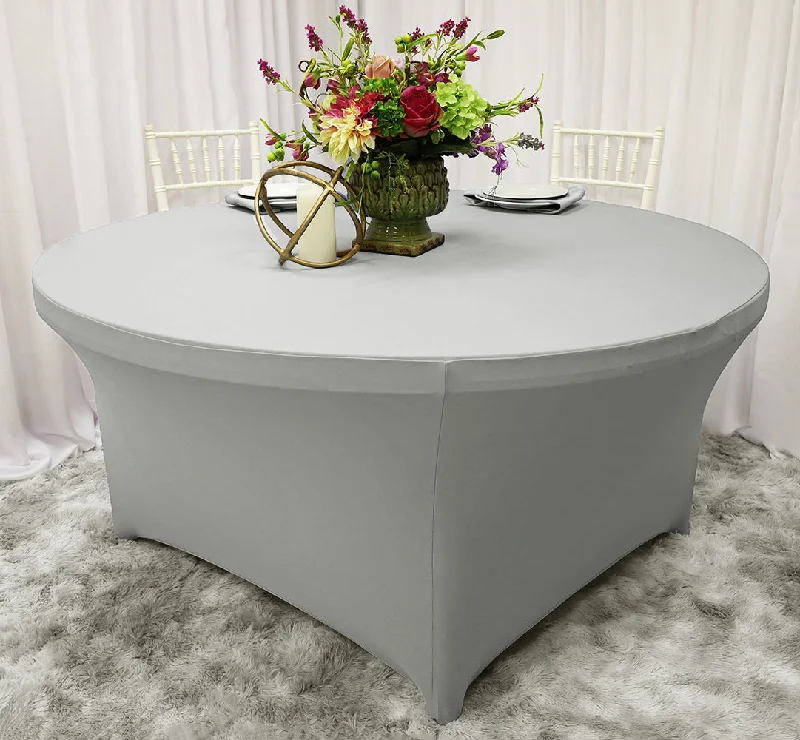 5 Ft Round Spandex (220 GSM) Table Cover - Platinum/Light Silver (1pc)