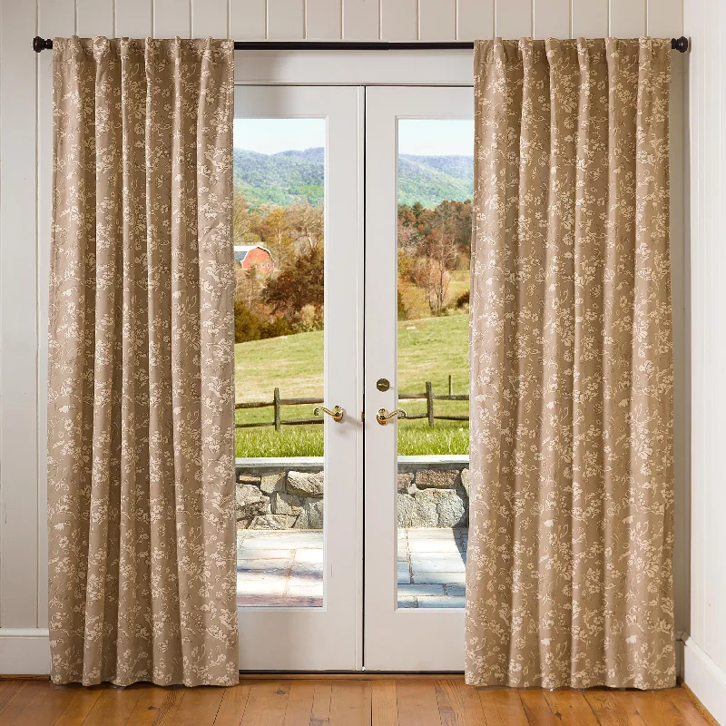 Floral Damask Rod-Pocket Homespun Insulated Curtain Panel, 42"W x 96"L