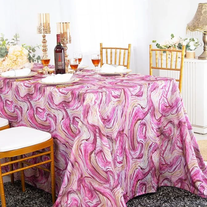 90"x156" Seamless Rectangular Agate Scuba (Wrinkle-Free) (240 GSM) Tablecloth - Pink (1pc)