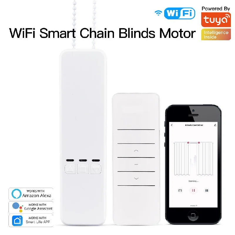 WiFi Smart Motorized Chain Roller Blinds Shade Shutter Drive Electric Curtain Motor RF Remote Automation Kit