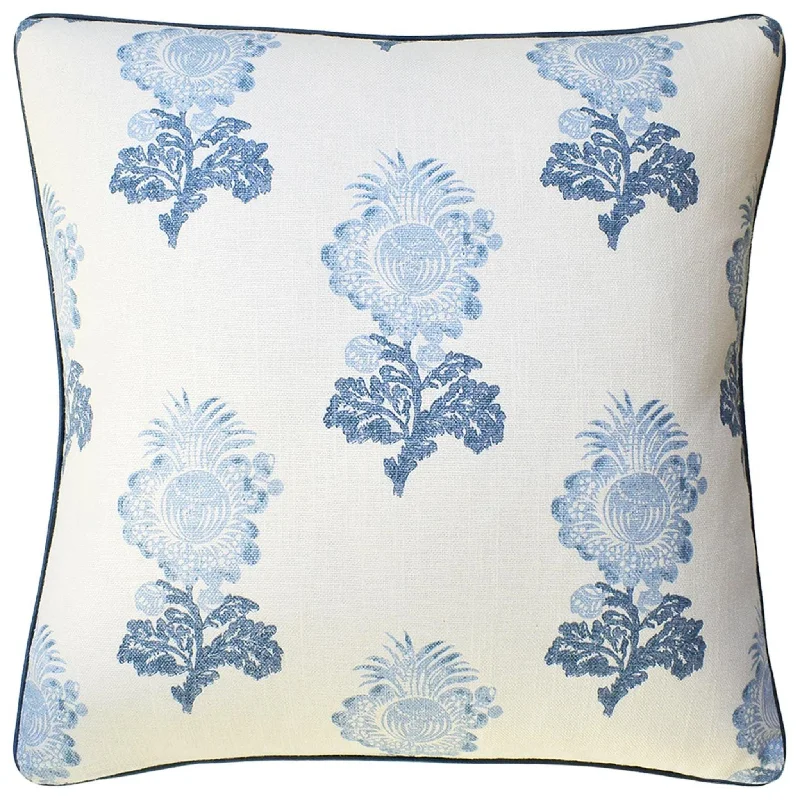 Blue Flower Aldith Square Throw Pillow