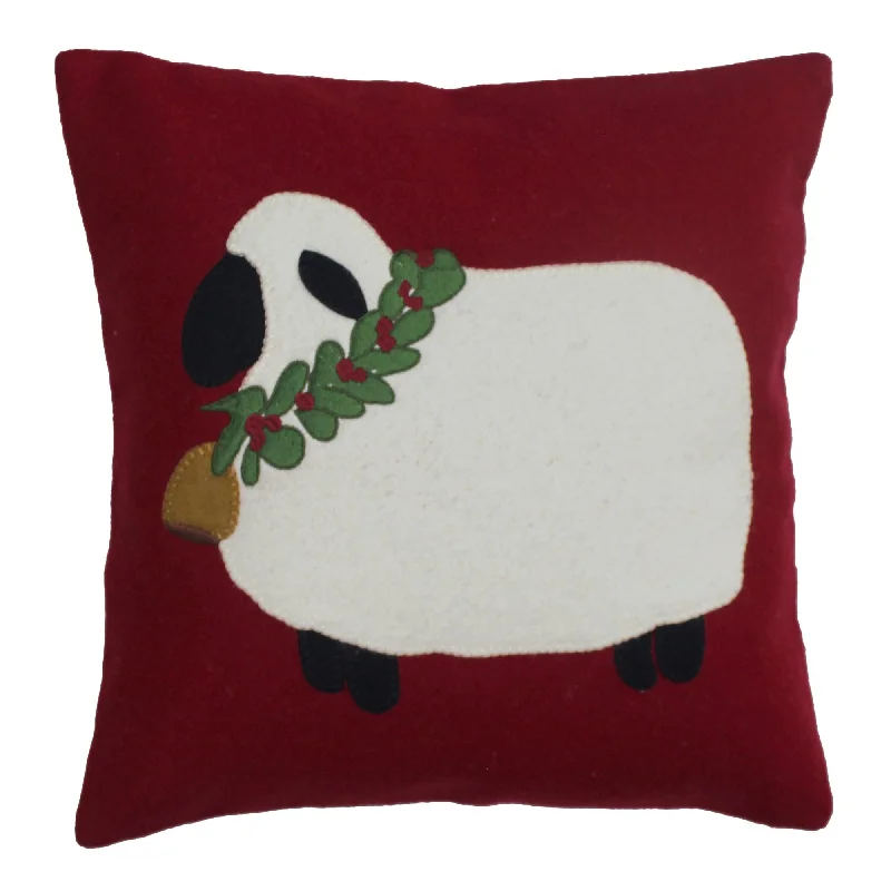 C Christmas Sheep Wool Felt Pillow 14 In PL784202