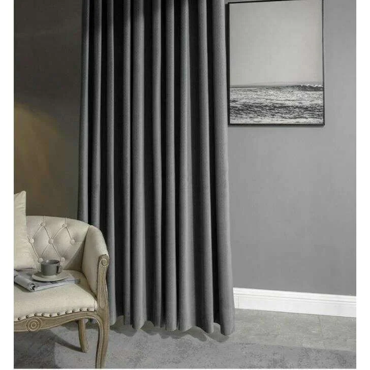 Taylor H. Luxury Jacquard Velvet Woven Design Curtains - Light Gray