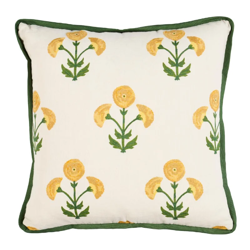 Marigold Saranda Flower Throw Pillow