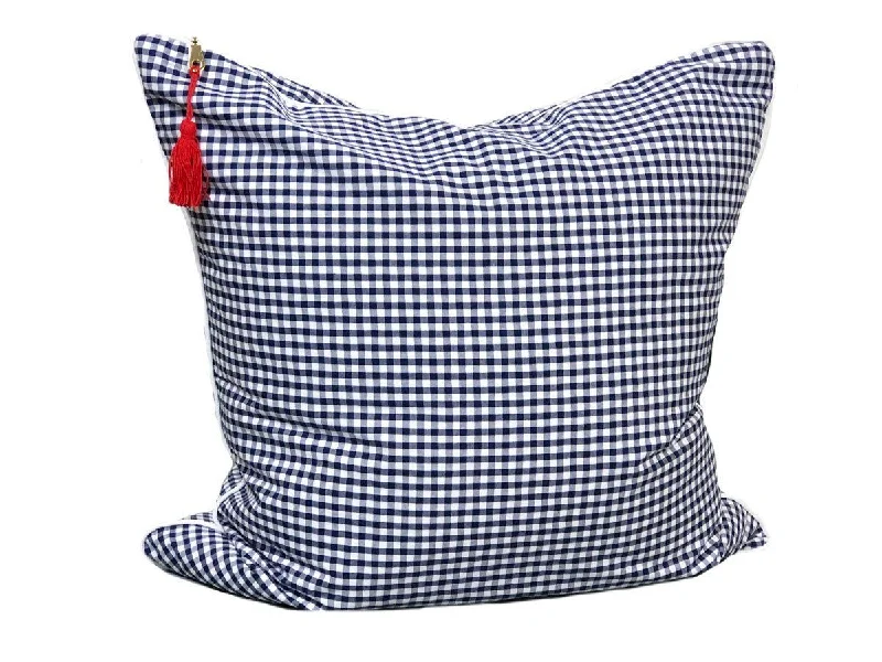 26" x 26" Cover in Navy Gingham with Pipe