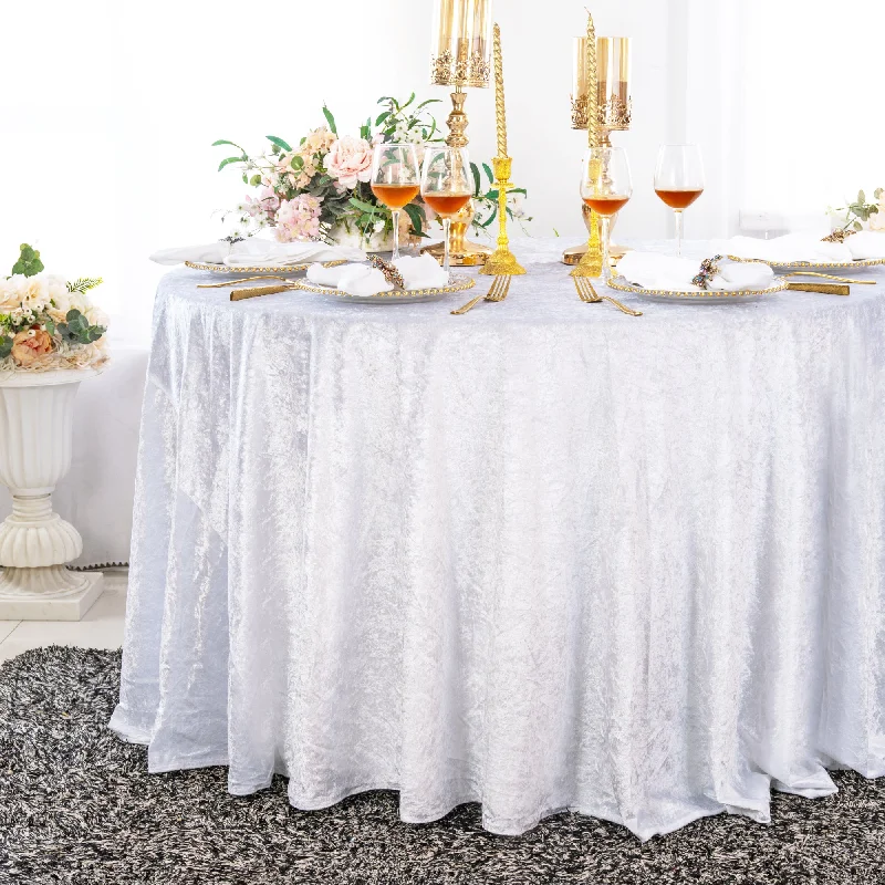 132" Round Ice Crushed Velvet (200 GSM) Tablecloth - White (1pc)