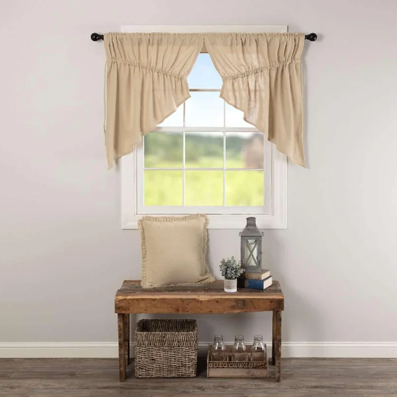 Burlap Vintage Prairie Swag Curtain Set of 2 36x36x18 VHC Brands