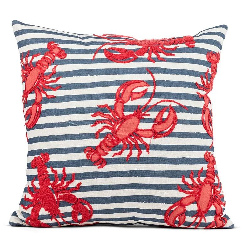 Striped Cushion with Lobsters