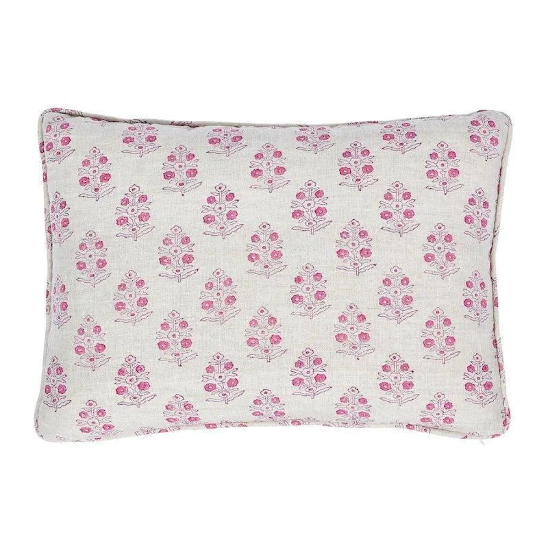 Pink Aditi Hand Blocked Botanical Print Throw Pillow